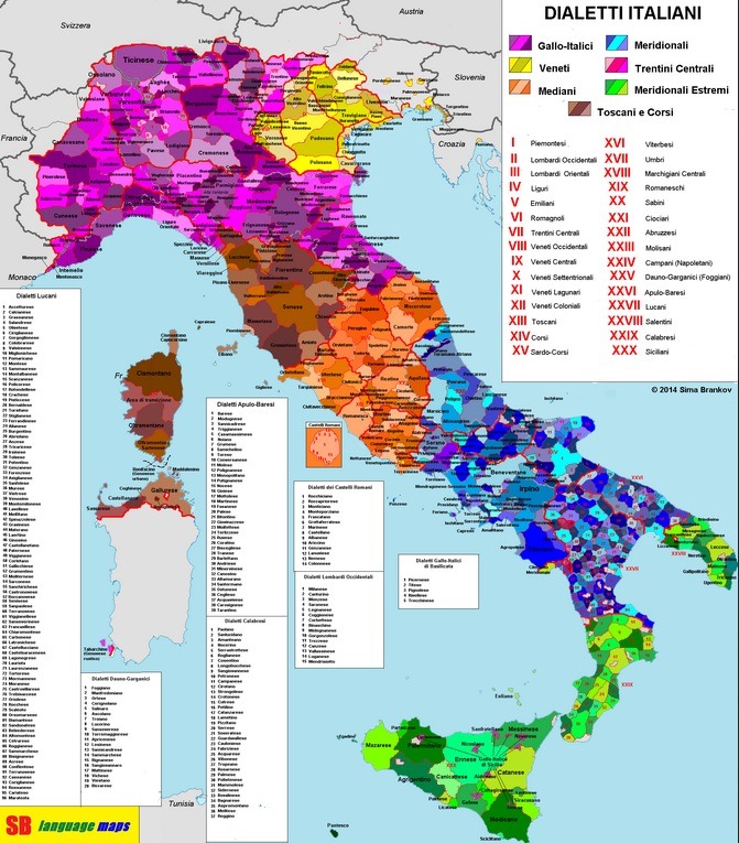 Italianu limba comuna e italianu dialetos-variedades