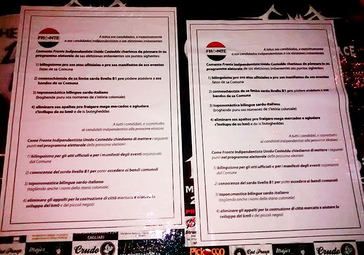 Fronte Indipendentista Unidu: pro Casteddu una polìtica cun sa limba