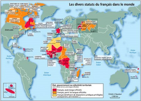 Mapa limba frantzesa in su mundu