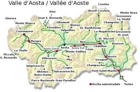 mapa Badde de Aosta