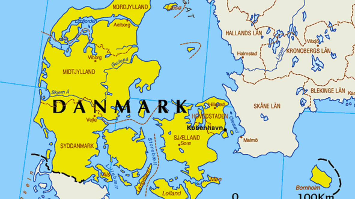Карта дании с границами