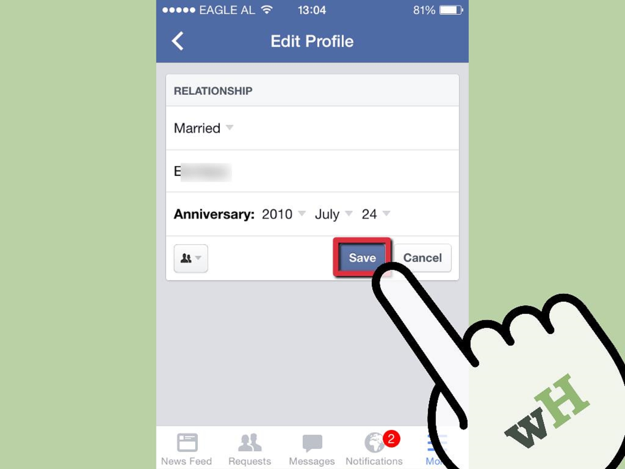 2 Change Your Relationship Status on Facebook Mobile Step 8 Version 3