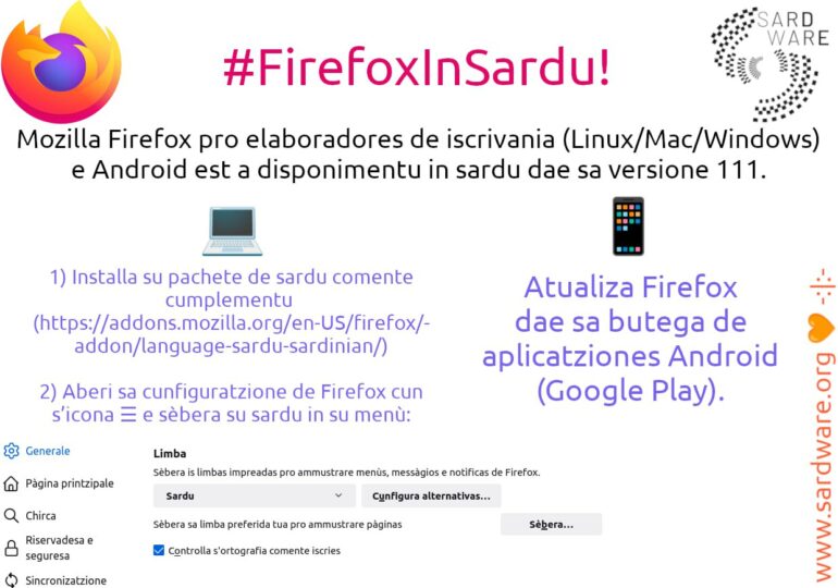 Tecnologia e limba: su navigadore Firefox in sardu gràtzias a s’iscuadra de Sardware