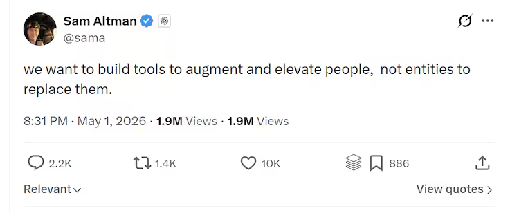 Su primu de maju de Sam Altman. S’intelligèntzia artifitziale podet èssere progressista?